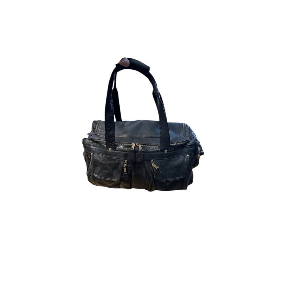 Frye Leather Duffle Bag- Black - Style 102 Benchcrafted Cross Body Strap -Duffel